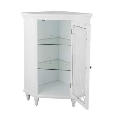Image showing  Florence Corner Floor Cabinet with 2 Adjustable Tempered Glass Shelves
