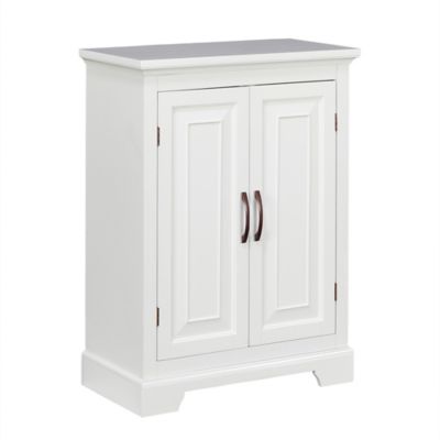 Elegant Home Fashions St. James Freestanding Floor Cabinet with 2-Doors, Sleek White Finish