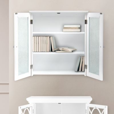 Image showing  8 in. x 22.25 in. x 25 in. MDF Connor Wall Cabinet with 2 Glass Doors