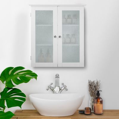 Image showing  8 in. x 22.25 in. x 25 in. MDF Connor Wall Cabinet with 2 Glass Doors