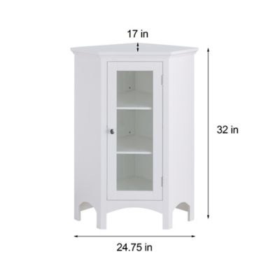 Image showing  Madison Wooden Corner Floor Cabinet with Glass Door, White Finish