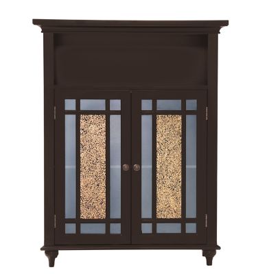 Elegant Home Fashions Windsor Wooden Floor Cabinet with Glass Mosaic Doors