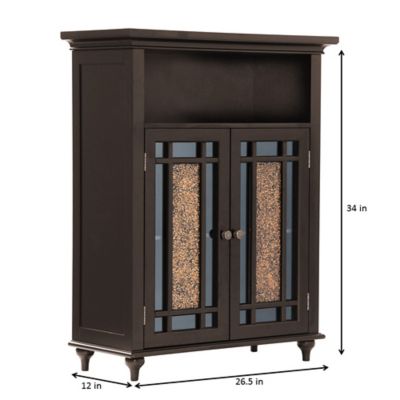 Image showing  Windsor Wooden Floor Cabinet with Glass Mosaic Doors