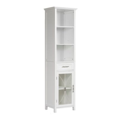Elegant Home Fashions Delaney Wooden Linen Cabinet with Drawer and Open Shelves