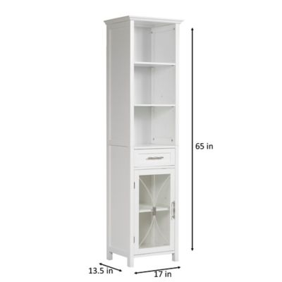 Image showing  Delaney Wooden Linen Cabinet with Drawer and Open Shelves