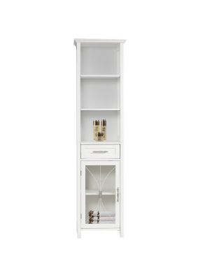 Image showing  Delaney Wooden Linen Cabinet with Drawer and Open Shelves