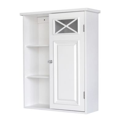 Elegant Home Fashions 7 in. x 20 in. x 25 in. Dawson Wooden Wall Cabinet with Cross Molding