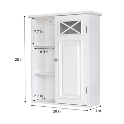 Image showing  7 in. x 20 in. x 25 in. Wooden Dawson Wall Cabinet with Cross Molding