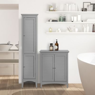 Image showing  Glancy Linen Tower Cabinet with Shutter Doors, 63 in. H