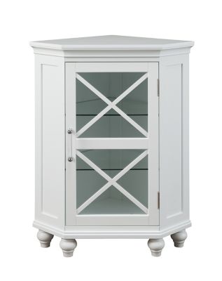 Elegant Home Fashions Blue Ridge Corner Floor Cabinet, White Finish