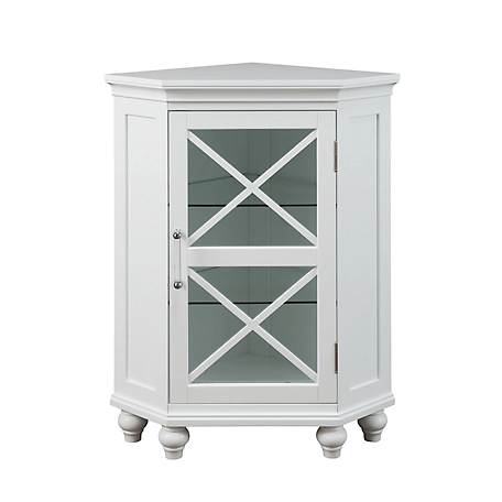 Elegant Home Fashions Blue Ridge Corner Floor Cabinet, White Finish