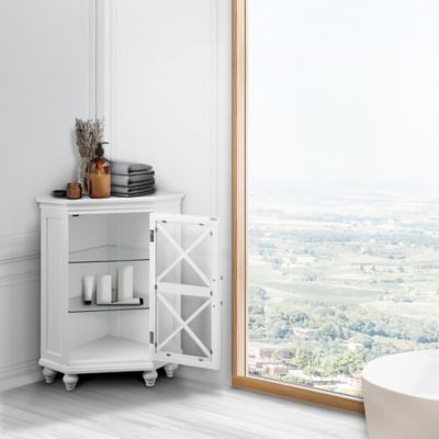 Image showing  Blue Ridge Corner Floor Cabinet, White Finish