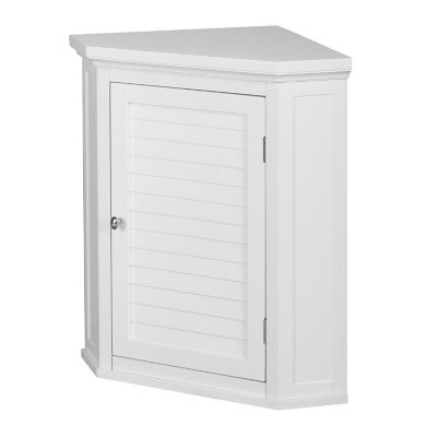 Elegant Home Fashions 22.5 in. x 15 in. x 24 in. Glancy Wooden Corner Wall Cabinet with 1 Shutter Door, Timeless White Finish