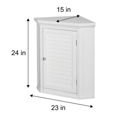 Image showing  22.5 in. x 15 in. x 24 in. Wooden Glancy Corner Wall Cabinet with 1 Shutter Door, White