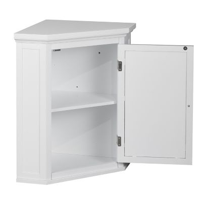 Image showing  22.5 in. x 15 in. x 24 in. Wooden Glancy Corner Wall Cabinet with 1 Shutter Door, White