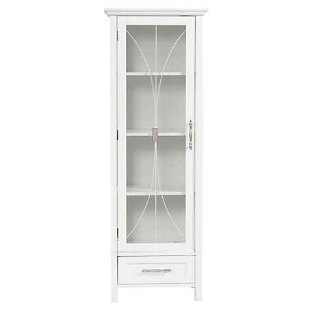 Elegant Home Fashions Delaney Wooden Linen Cabinet with Drawer, White Finish