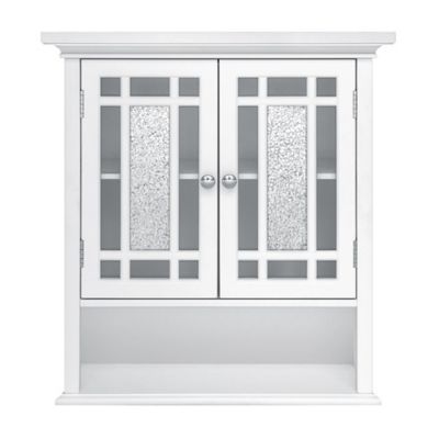 Image showing  7 in. x 22 in. x 24 in. Wooden Windsor Wall Cabinet with Glass Mosaic Doors, White