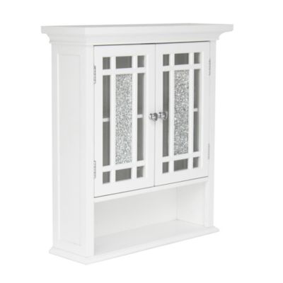 Image showing  7 in. x 22 in. x 24 in. Wooden Windsor Wall Cabinet with Glass Mosaic Doors, White
