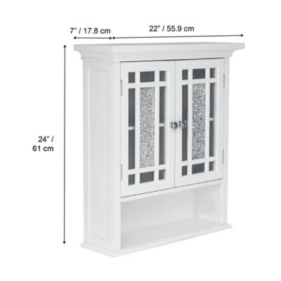 Image showing  7 in. x 22 in. x 24 in. Wooden Windsor Wall Cabinet with Glass Mosaic Doors, White