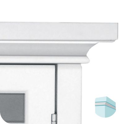 Image showing 8 th Elegant Home Fashions 7 in. x 22 in. x 24 in. Wooden Windsor Wall Cabinet with Glass Mosaic Doors, White