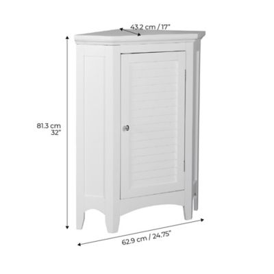 Image showing  Glancy Wooden Corner Stand Floor Cabinet with 1 Shutter Door, White