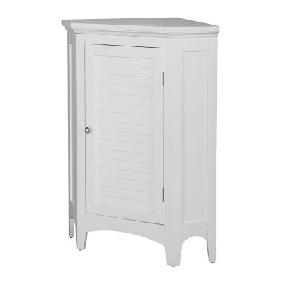 Image showing  Glancy Wooden Corner Stand Floor Cabinet with 1 Shutter Door, White