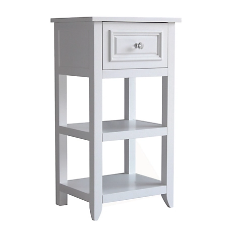 Elegant Home Fashions Dawson Wooden Floor Cabinet with 1-Drawer, Classic White Finish
