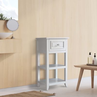 Image showing  Dawson Wooden Floor Cabinet with 1-Drawer, Classic White Finish