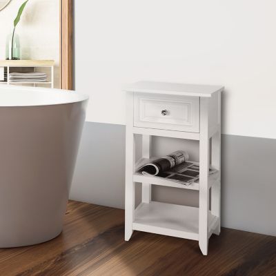 Image showing  Dawson Wooden Floor Cabinet with 1-Drawer, Classic White Finish