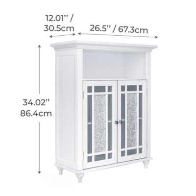 Image showing  Windsor Wooden Floor Cabinet with Glass Mosaic Doors, White