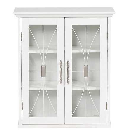 Elegant Home Fashions Delaney Wooden Wall Cabinet with 2-Doors, White Finish