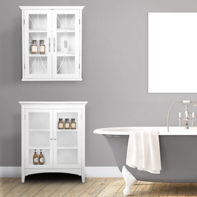 Image showing  8.5 in. x 20.5 in. x 24 in. Wooden Delaney Wall Cabinet with 2 Doors, White Finish