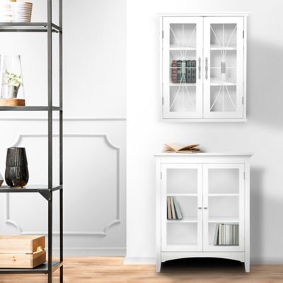 Image showing  8.5 in. x 20.5 in. x 24 in. Wooden Delaney Wall Cabinet with 2 Doors, White Finish
