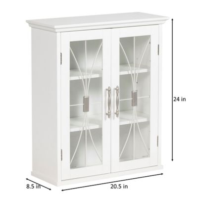 Image showing  8.5 in. x 20.5 in. x 24 in. Wooden Delaney Wall Cabinet with 2 Doors, White Finish