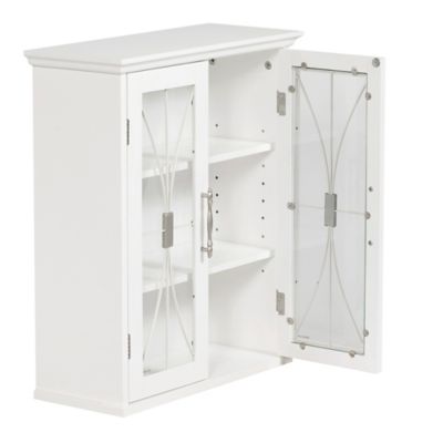 Image showing 5 th Elegant Home Fashions 8.5 in. x 20.5 in. x 24 in. Wooden Delaney Wall Cabinet with 2 Doors, White Finish