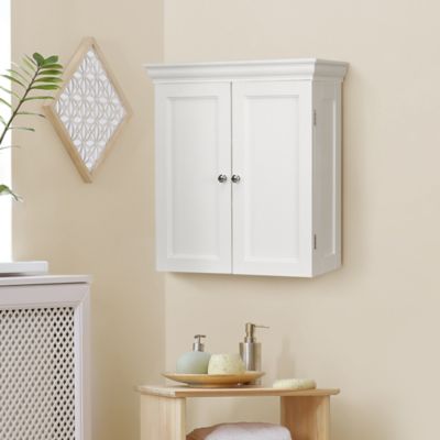 Image showing  22.25 in. x 8 in. x 24 in. MDF Stratford Wall Cabinet with 2 Contemporary Style Doors, White
