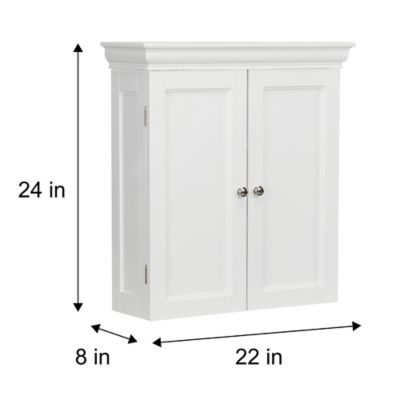 Image showing  22.25 in. x 8 in. x 24 in. MDF Stratford Wall Cabinet with 2 Contemporary Style Doors, White