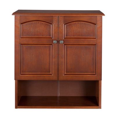 Elegant Home Fashions Martha Wall Cabinet with 2-Doors, Timeless Mahogany Veneer Finish -  Teamson Home, HDT501