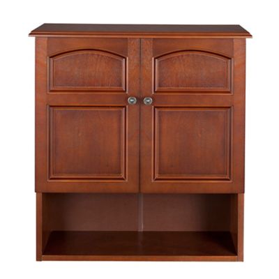 Elegant Home Fashions Martha Wall Cabinet with 2-Doors, Timeless Mahogany Veneer Finish