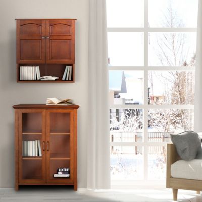 Image showing  8 in. x 22.25 in. x 25 in. MDF Martha Wall Cabinet with 2 Doors, Mahogany