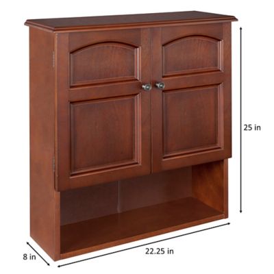 Image showing  8 in. x 22.25 in. x 25 in. MDF Martha Wall Cabinet with 2 Doors, Mahogany