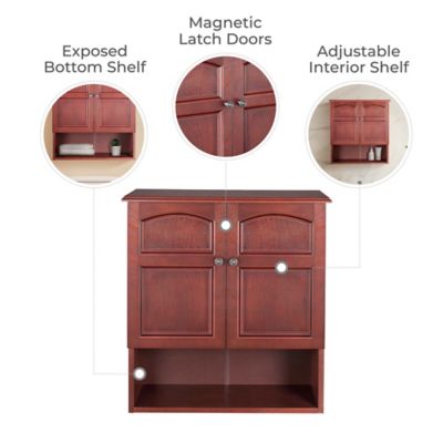 Image showing  8 in. x 22.25 in. x 25 in. MDF Martha Wall Cabinet with 2 Doors, Mahogany