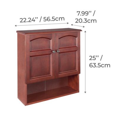 Image showing 5 th Elegant Home Fashions 8 in. x 22.25 in. x 25 in. MDF Martha Wall Cabinet with 2 Doors, Mahogany