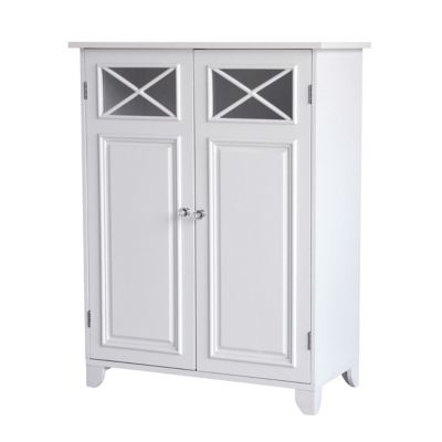 Elegant Home Fashions Dawson Wooden Floor Cabinet with Cross Molding and 2-Doors, Classic White Finish