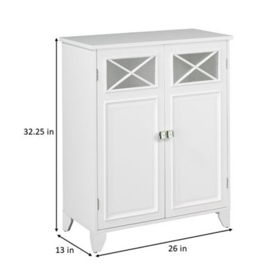 Image showing  2-Door Dawson Wooden Floor Cabinet with Cross Molding, 13 in. x 26 in. x 34 in., Classic White Finish