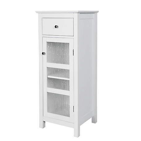 Elegant Home Fashions Connor Floor Cabinet with 1-Door and 1-Drawer, White Finish