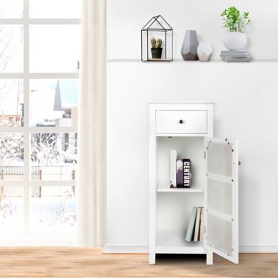 Image showing  Connor Floor Cabinet with 1-Door and 1-Drawer, White Finish