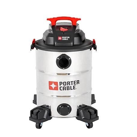 PORTER-CABLE 10 gal. 6.5 Peak HP Stainless Wet/Dry Shop Vacuum, PCX18156