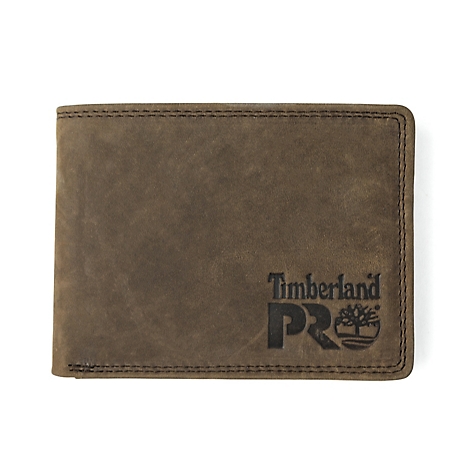 Timberland PRO RFID-Blocking Leather Wallet with Removable Flip Pocket, Brown