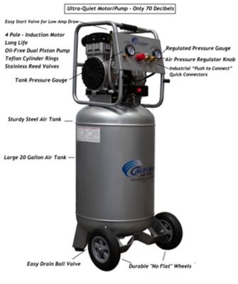 Image showing  2 HP 20 gal. Ultra Quiet and Oil-Free Steel Tank Air Compressor, 220V, 60 Hz